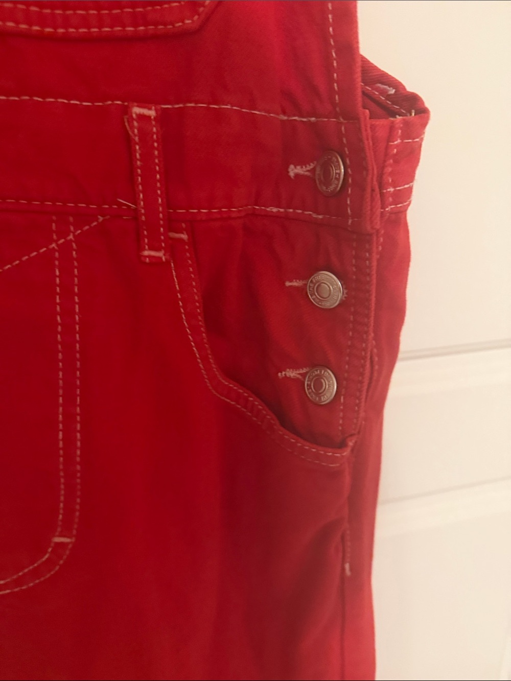 We The Free Red Denim Bib Overalls Jumpsuit - Picture 4 of 6